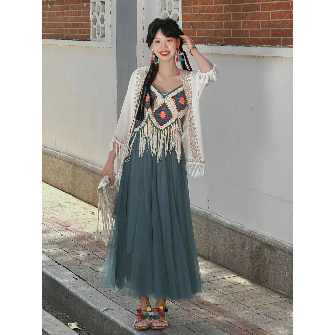 嗨 女孩～民族风春夏复古仙气显瘦度假旅行套