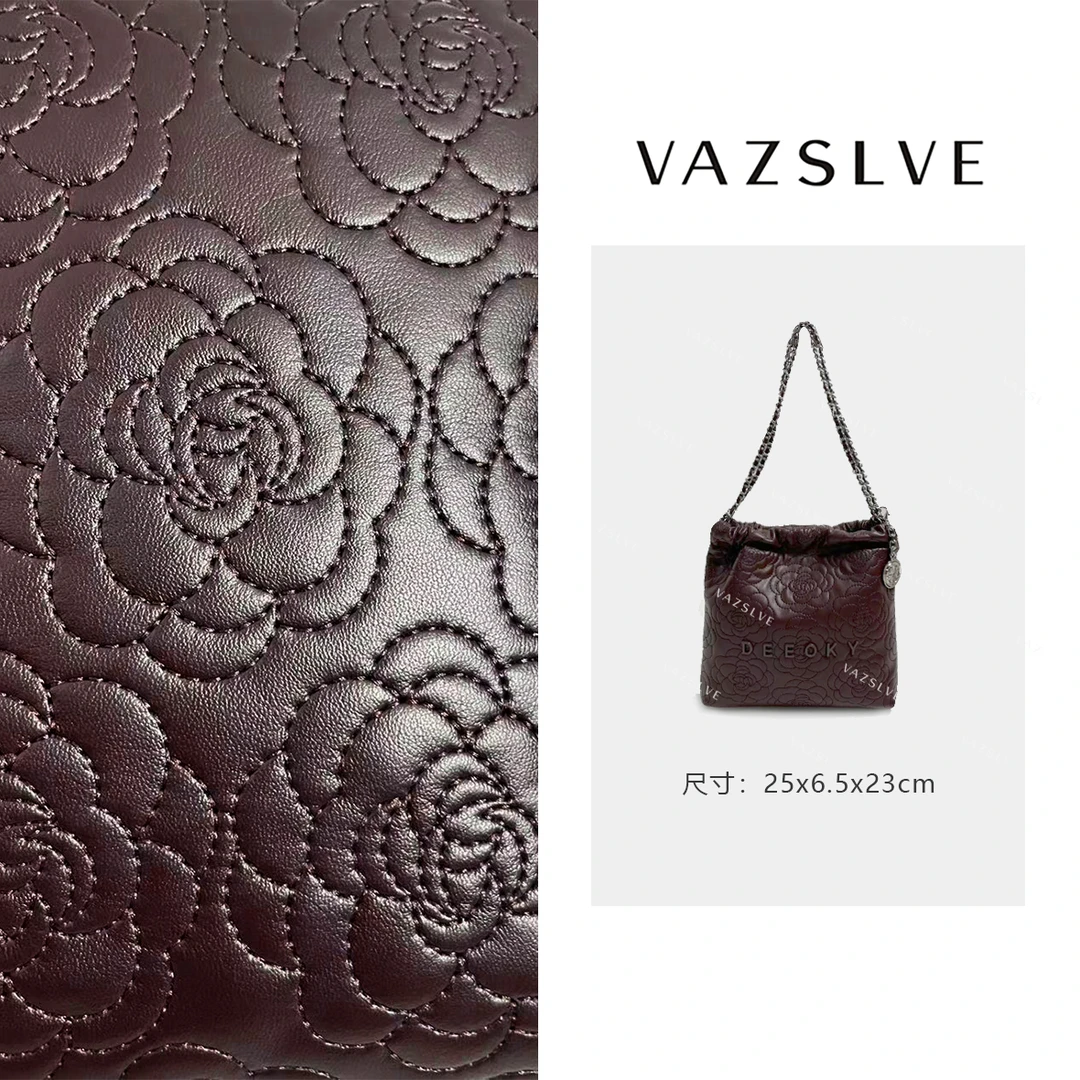 ZT-D7011-山茶酱红 小香风气质条纹设计师韩版斜跨轻奢女包