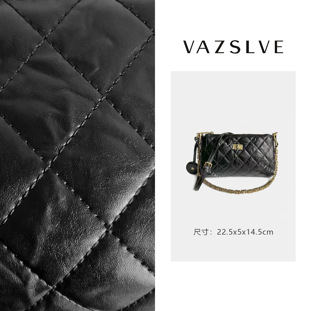 ZT-D7068-手抓牛皮黑 小香风气质条纹设计师韩版斜跨轻奢女包