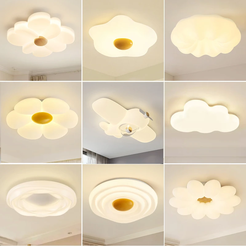 主卧吸顶灯现代简约奶油风温馨浪漫房间灯花朵蛋黄创意卧室灯