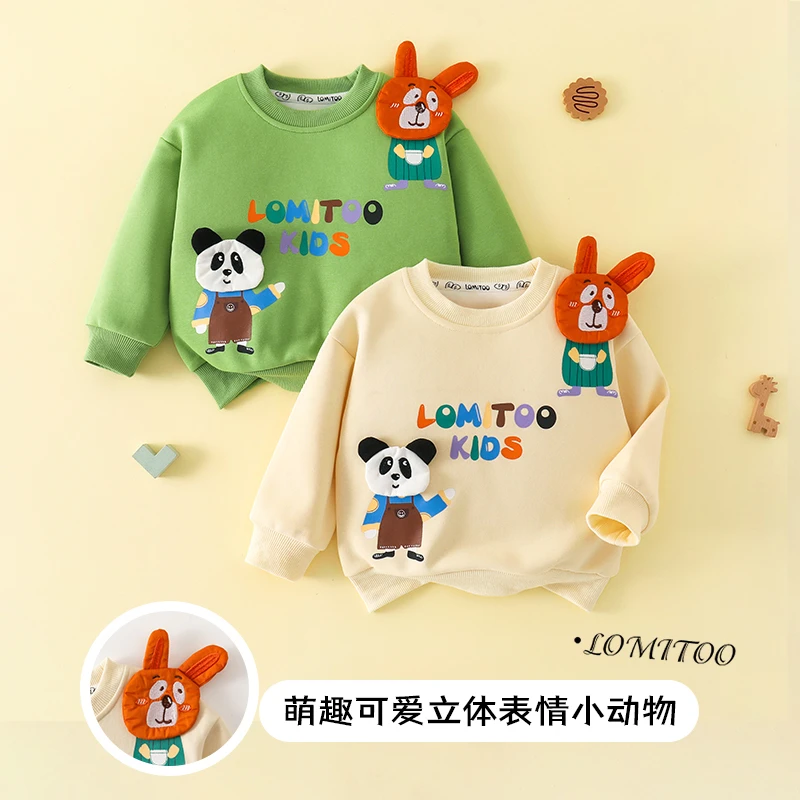 lomitoo/洛米兔2025春秋款洋气好朋友长袖圆领套头卫衣4W144