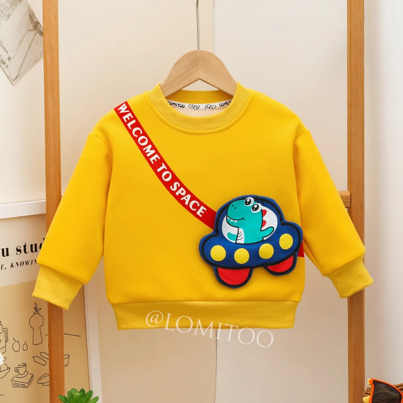 2023秋季新款潮童时尚 恐龙外星船卫衣儿童百搭款9105