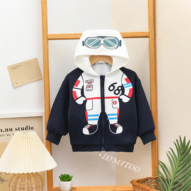 lomitoo/洛米兔2024春季新款洋气休闲男女童连帽太空人外套9062-1