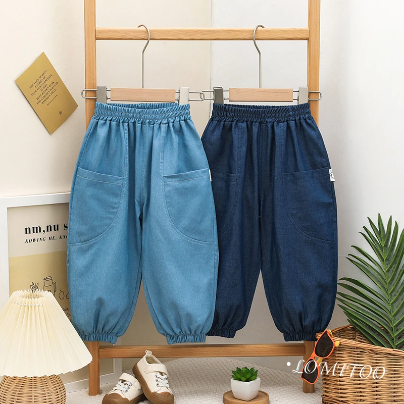 lomitoo/洛米兔2025夏季新款休闲裤薄款牛仔裤洋气儿童裤4K033