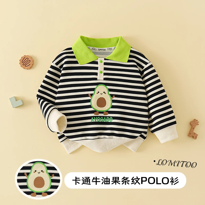 lomitoo/洛米兔2024秋季新款儿童男女童长袖经典条纹POLO衫4T333
