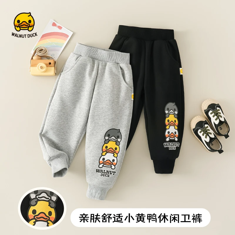 WALNUTDUCK2024秋季新款儿童百搭小黄鸭三只可爱鸭休闲卫裤4K219