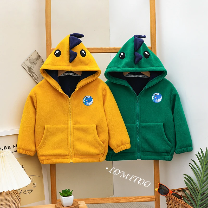 lomitoo/洛米兔【3号店】2023秋冬款男女童恐龙连帽加厚外套9061