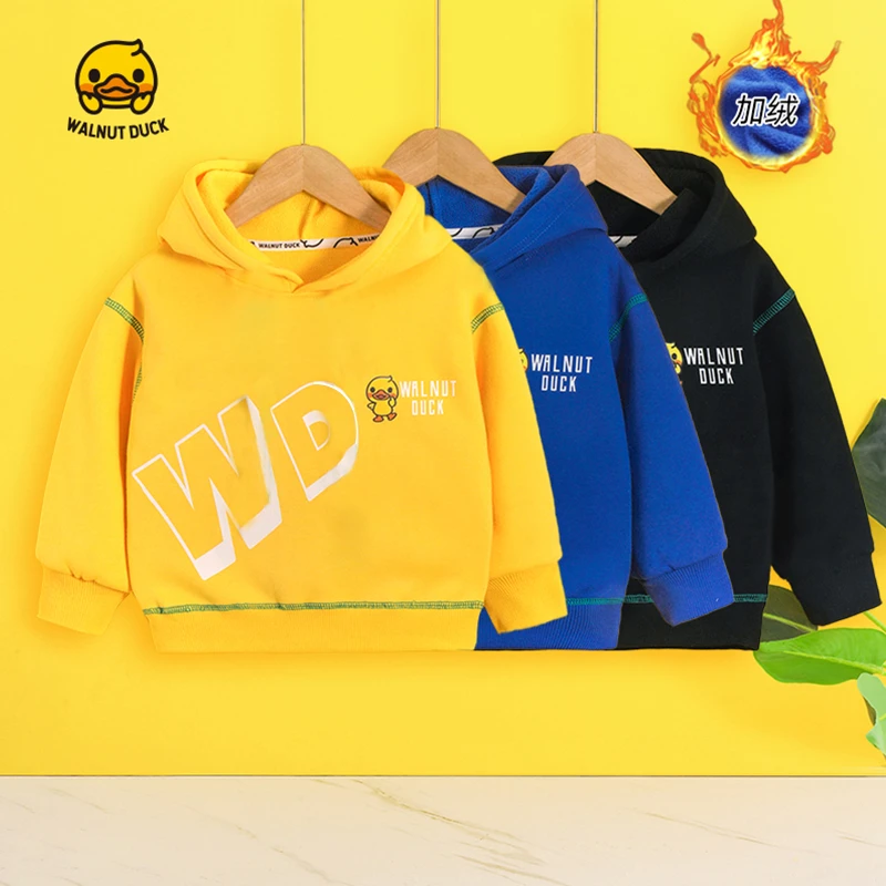 WALNUTDUCK2024冬季新款儿童加绒连帽卫衣5719