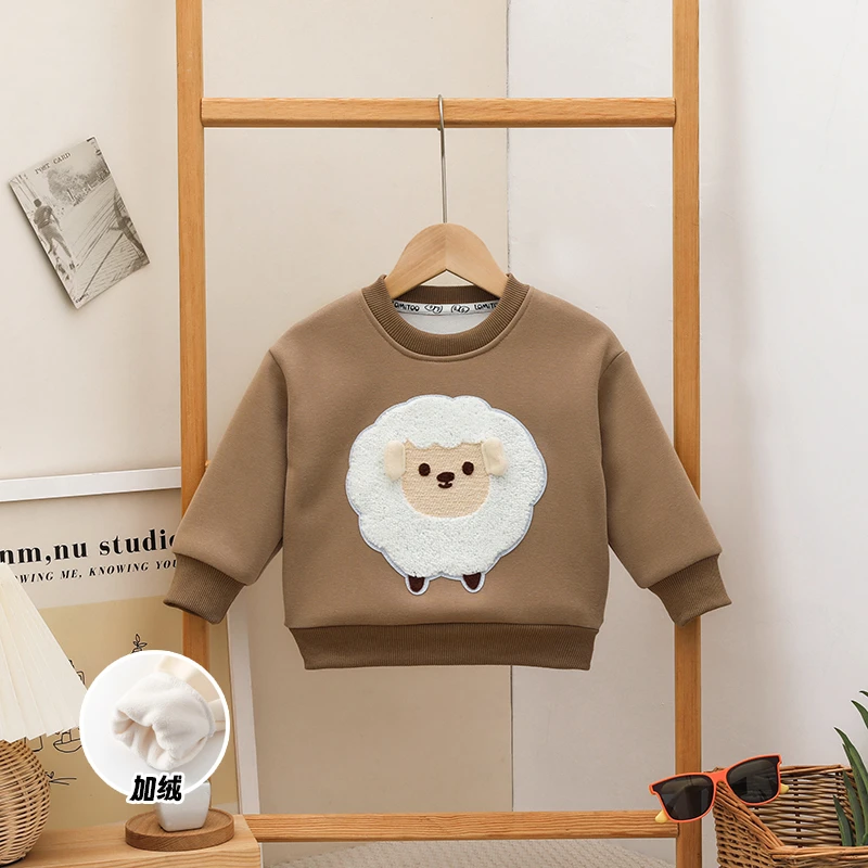lomitoo/洛米兔2023冬季新款小绵羊加绒保暖卡通卫衣9155
