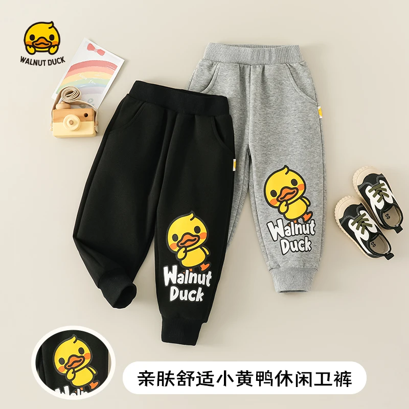 WALNUTDUCK2025春季新款儿童舒适小黄鸭可爱鸭百搭休闲卫裤4K220