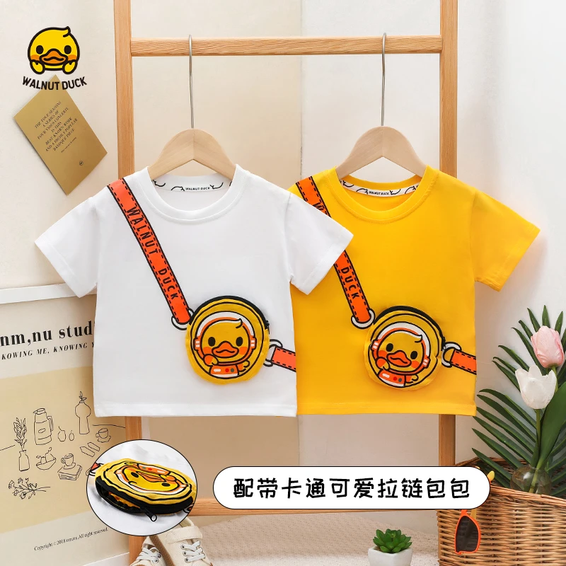 2025夏季新款男女童短袖T恤带小书包5160