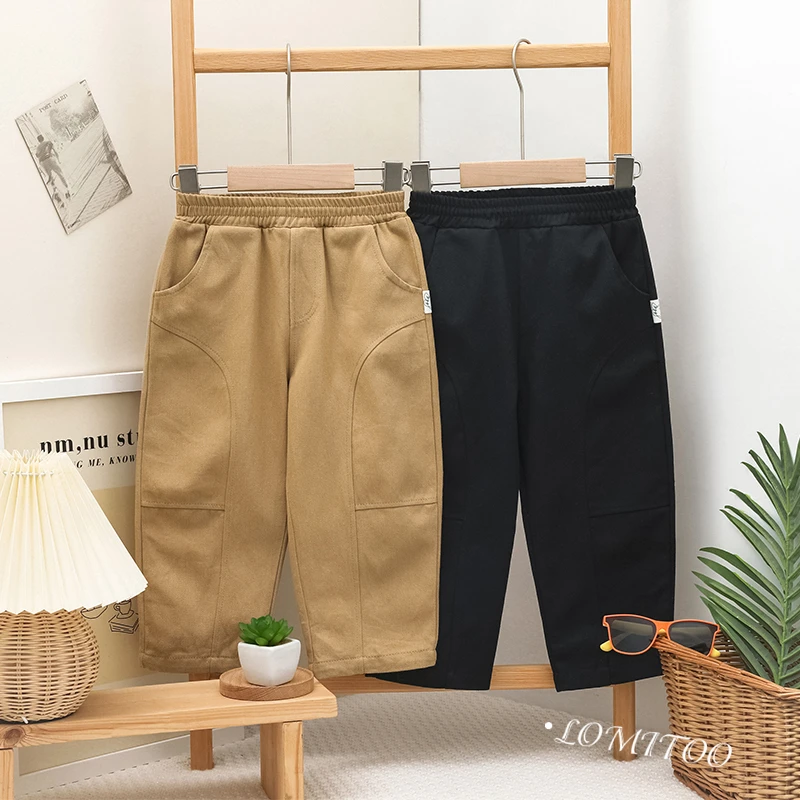 2025春秋款宽松洋气经典春秋百搭拼接小童休闲裤时尚百搭款8122