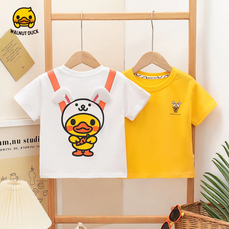 WALNUTDUCK2024夏季新款男女童立体兔子夏款短袖T恤儿童小童5091