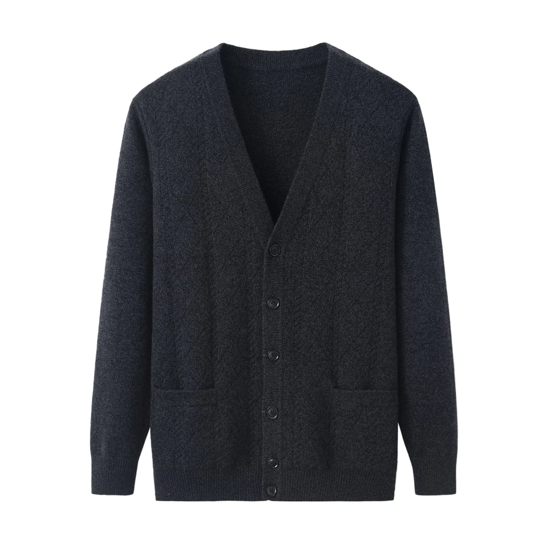 【纯山羊绒男装】加厚纯羊绒中老年开衫