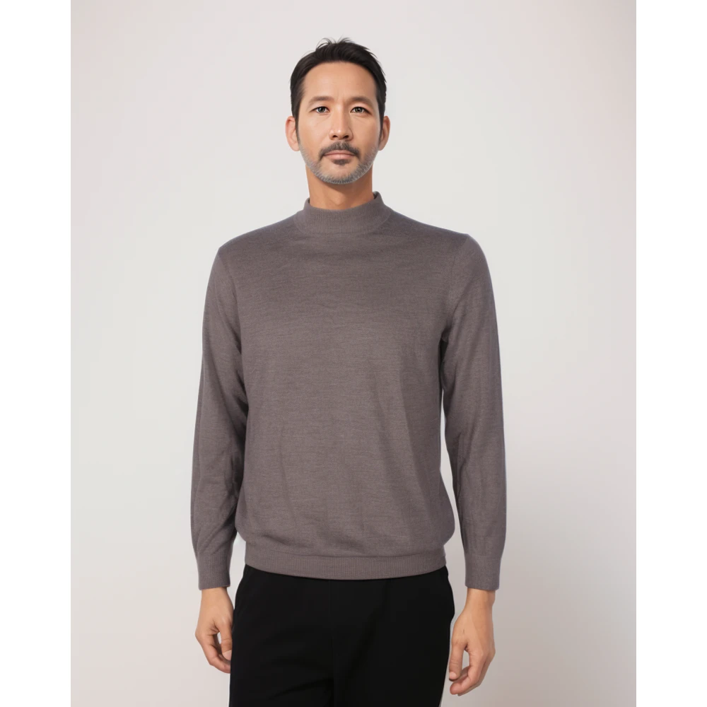 【纯山羊绒男装】精纺半高领羊绒男士纯色套衫百搭秋冬针织68支3