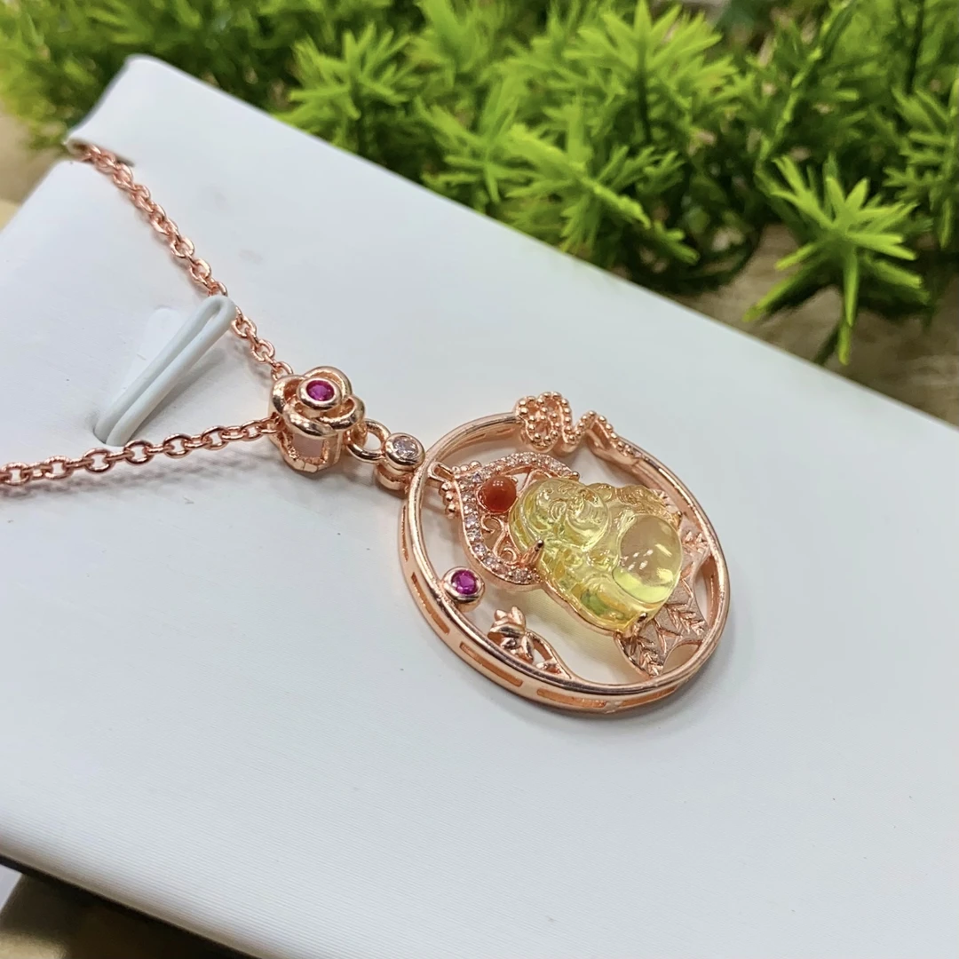 天然蜜蜡精美佛公吊坠坠链  00855