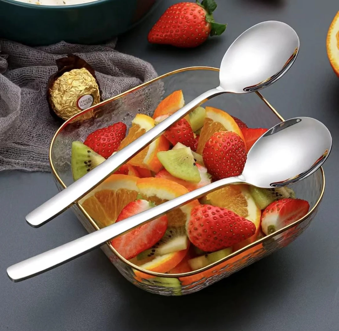 家用不锈钢餐具创意可爱韩式长柄吃饭勺子加厚搅拌调料喝汤小汤匙