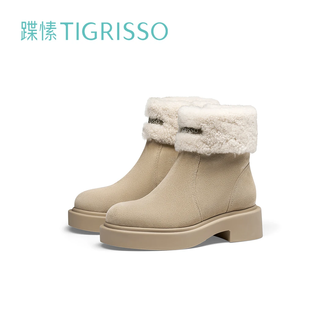 蹀愫秋冬新款轻量感加绒显瘦时尚百搭厚底雪地靴TA43798-53