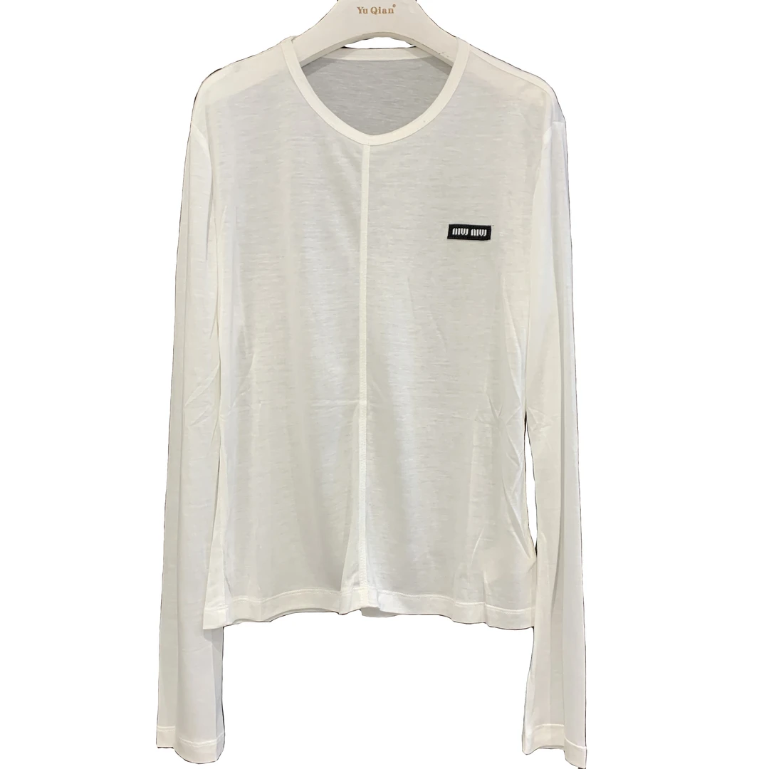 9006韩版时尚字母小心机长袖打底衫欧货2024春季新款慵懒舒适上衣