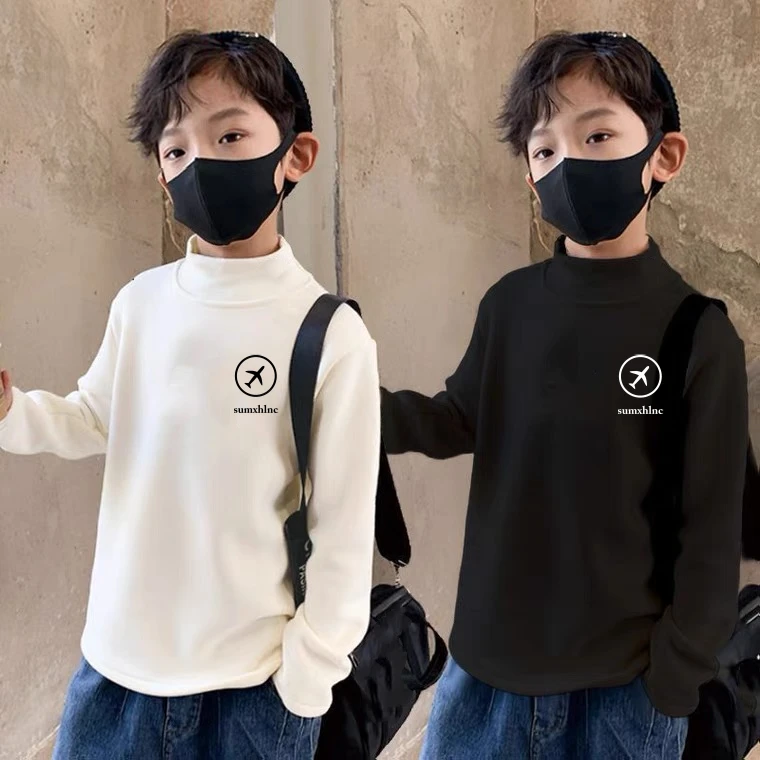 儿童德绒打底衫内搭春秋半高领宝宝上衣男童长袖T恤秋冬保暖童装