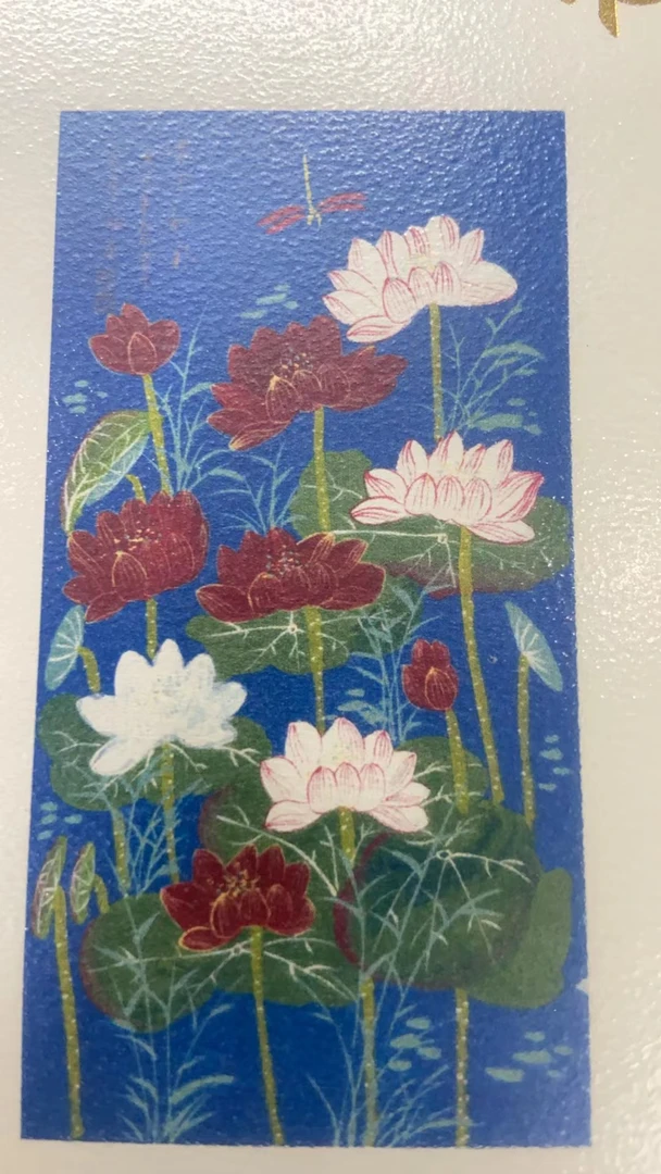 【十艺堂】蓝底荷花竖版画芯
