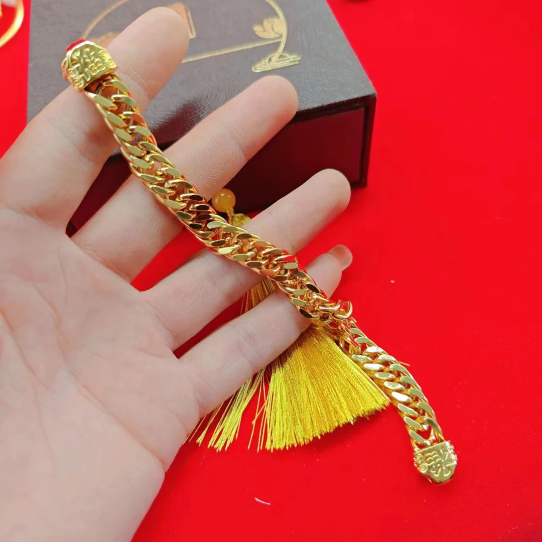 铜合金手链 时尚金色老板手链 男女都可以戴百搭大气