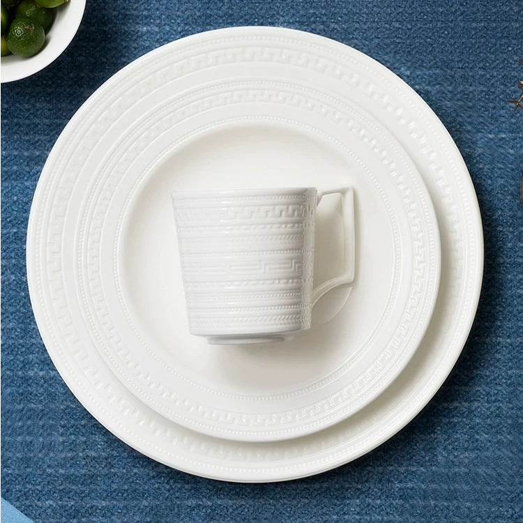 Wedgwood【乔迁礼物】意大利浮雕一人食骨瓷餐具4件套餐碗马克杯