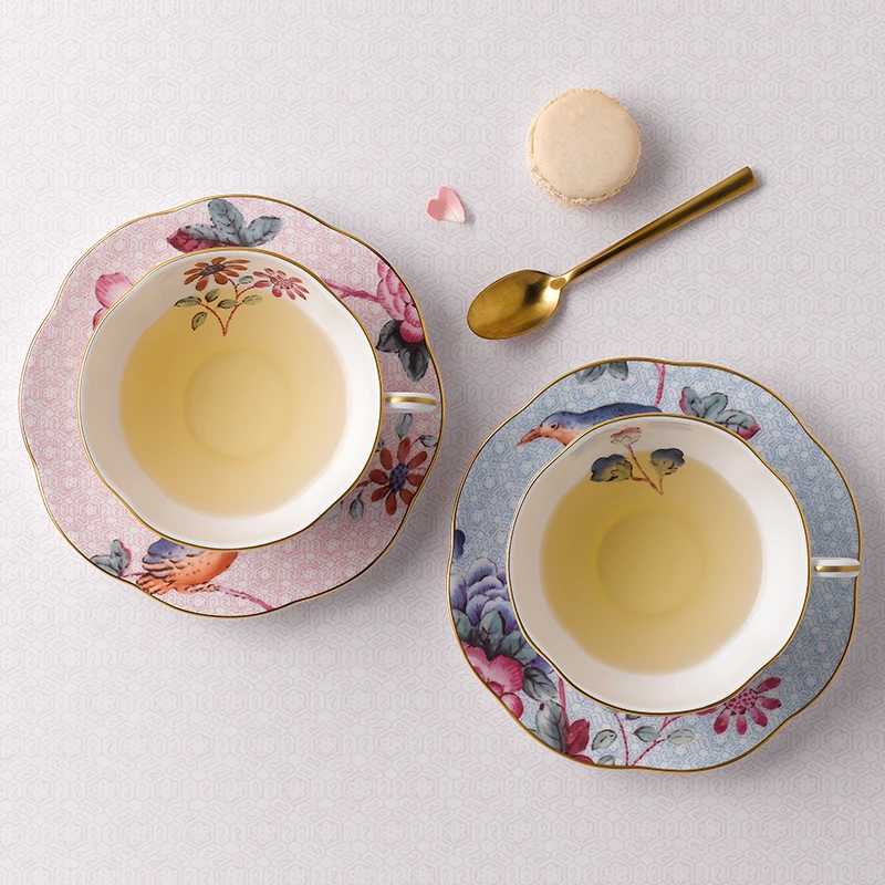 Wedgwood杜鹃骨瓷杯碟2件套茶杯餐具礼物礼盒奢华咖啡杯-xr