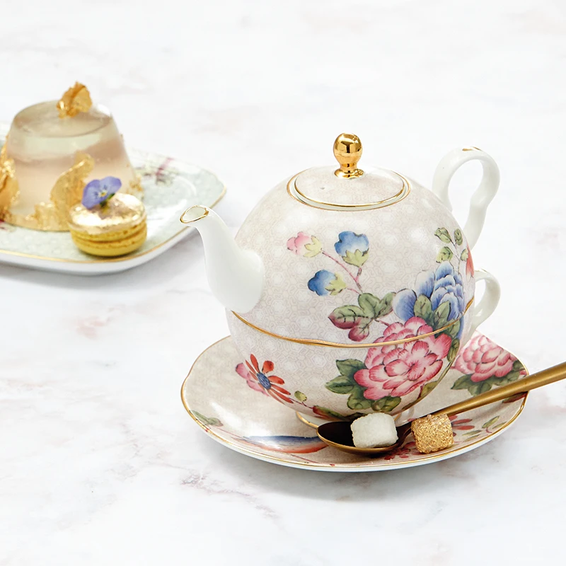 Wedgwood杜鹃一人悦享三件套骨瓷餐具盘子杯子礼盒-xr奢华