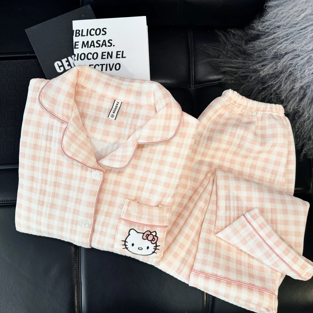 长袖睡衣女【秋冬加厚夹层】春秋保暖空气棉可爱学生秋冬家居服