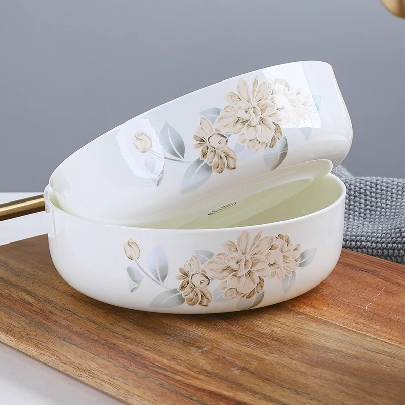 小桥6个加深菜盘轻奢骨瓷窝盘6英寸盘子餐具创意网红碟子蒸鸡蛋羹