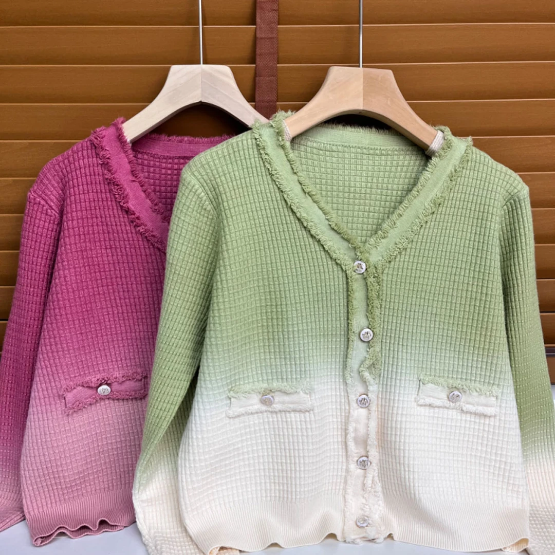 「渐变」小易服饰：秋冬新款针织上衣女百搭毛衣开衫Y0295