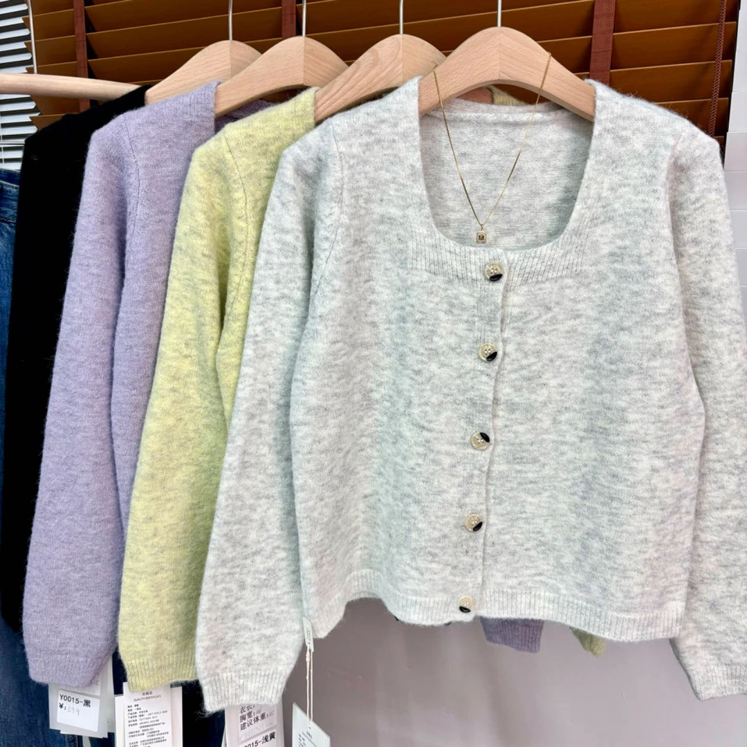 小易服饰：早秋冬季新款针织上衣女百搭开衫毛衣外套头上衣Y0015