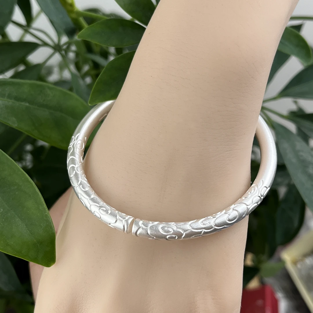 足银手镯 【尚古银坊】足银999.9如意金箍棒素圈手镯