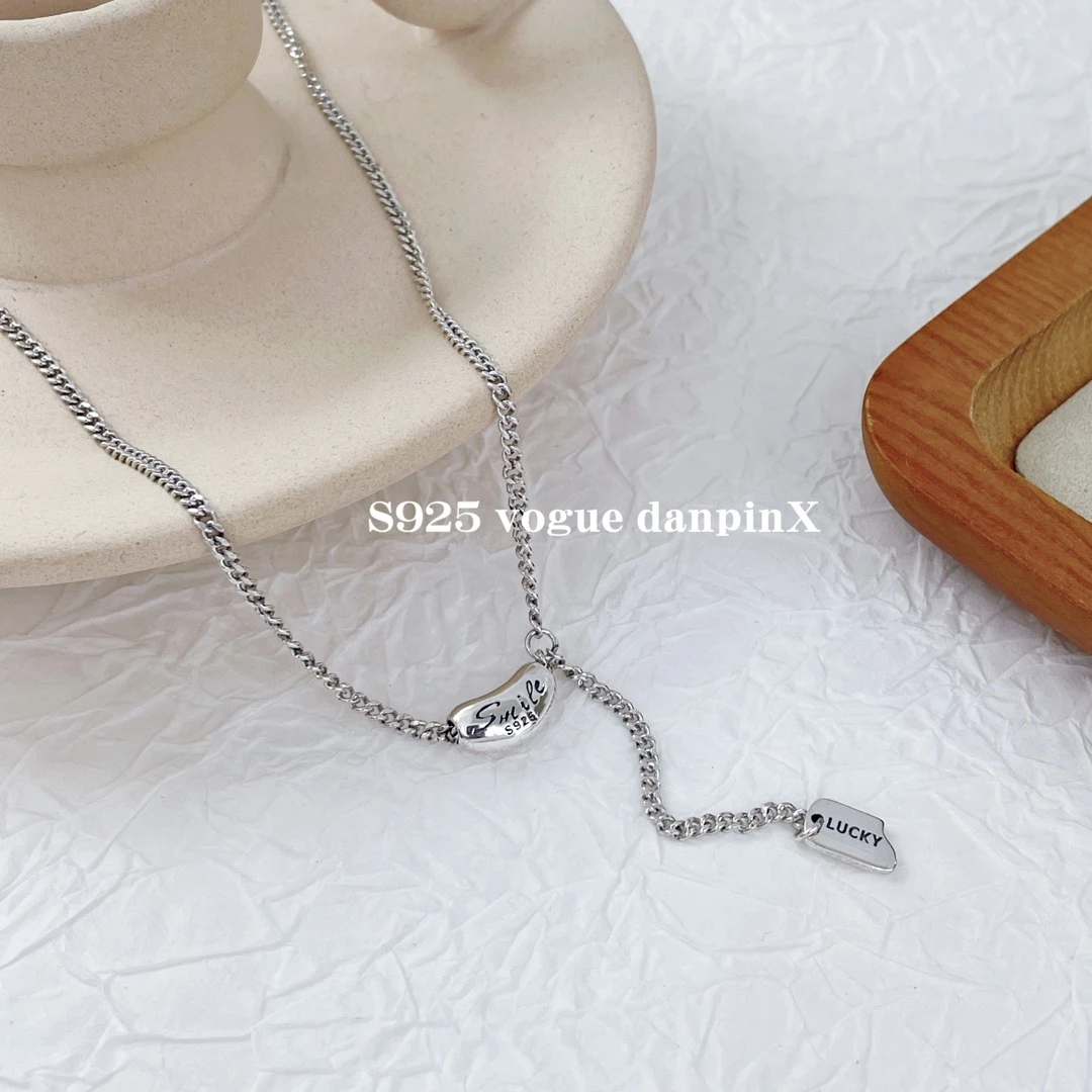 坠链均925银 【尚古银坊】s925纯银相思豆smile项链