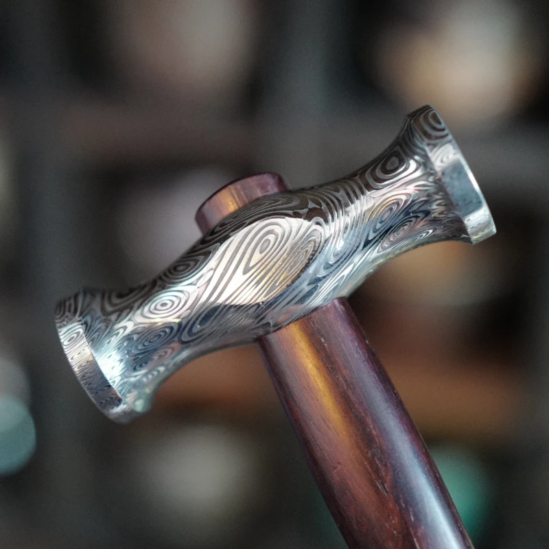 瑞粉大马士革锤子硬度61 红酸枝老料多功能