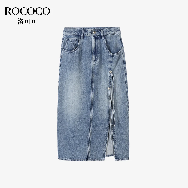 洛可可ROCOCO女装半身裙休闲半身裙高腰时尚女士半裙104092AZD405