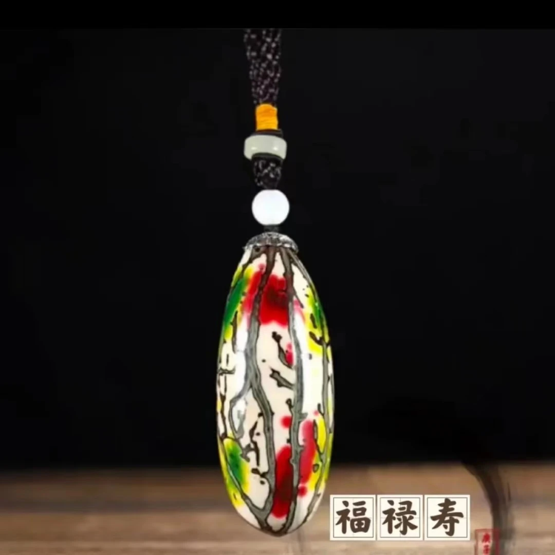 唐三彩福禄寿千眼菩提红黄绿手把件一图一物现开成品