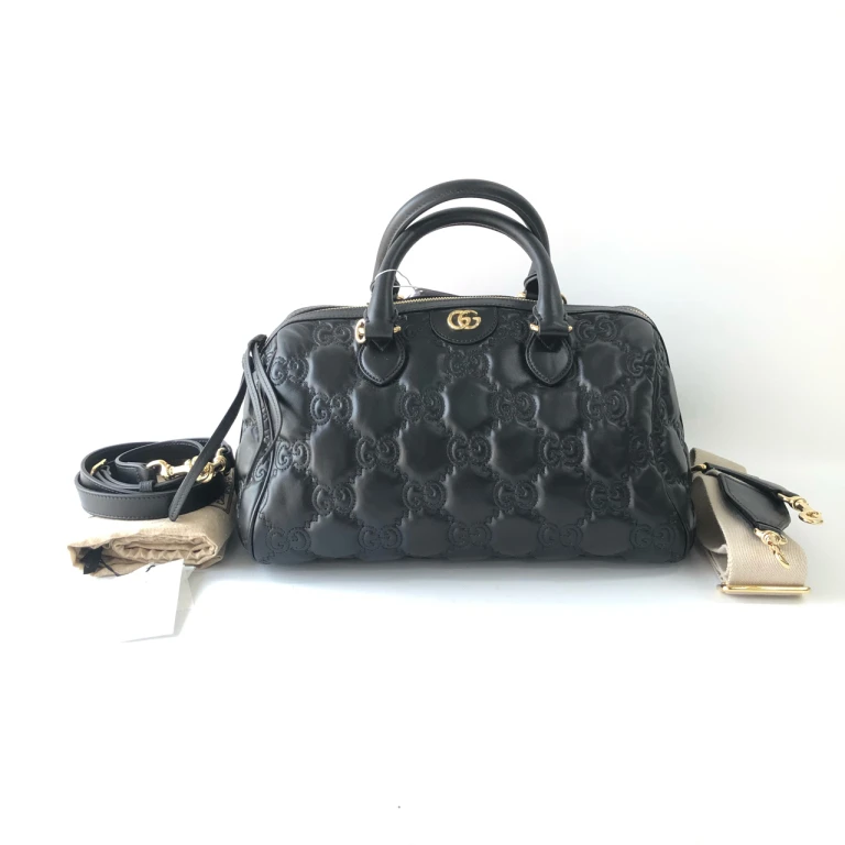 95新 GUCCI/古驰 安洁利严选GUCCI压纹双肩带手提包 WHZ410234