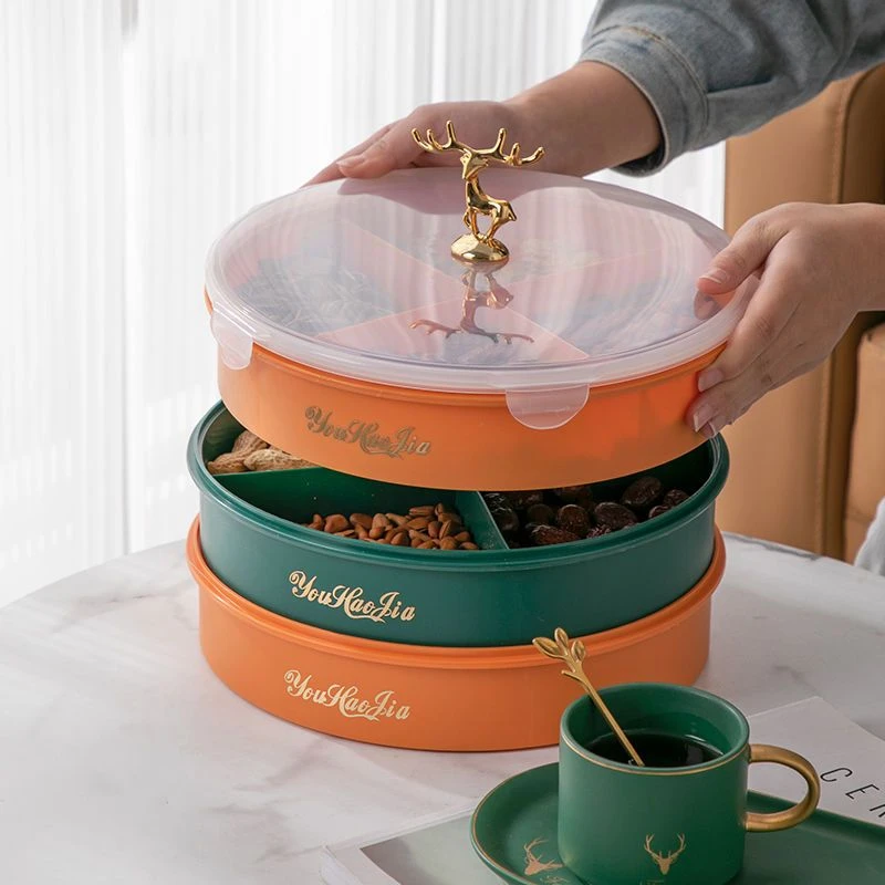 客厅茶几密封糖果盒轻奢零食干果盒结婚干果收纳盒现代简约干果盘