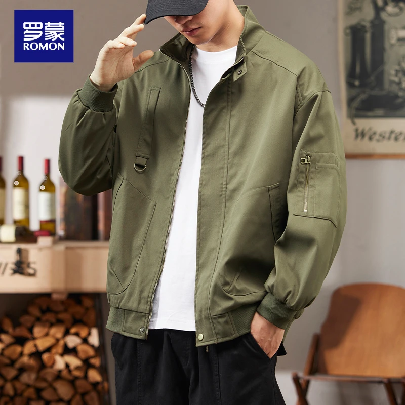 罗蒙美式复古外套男春秋2024新款潮牌飞行服宽松休闲潮流工装夹克