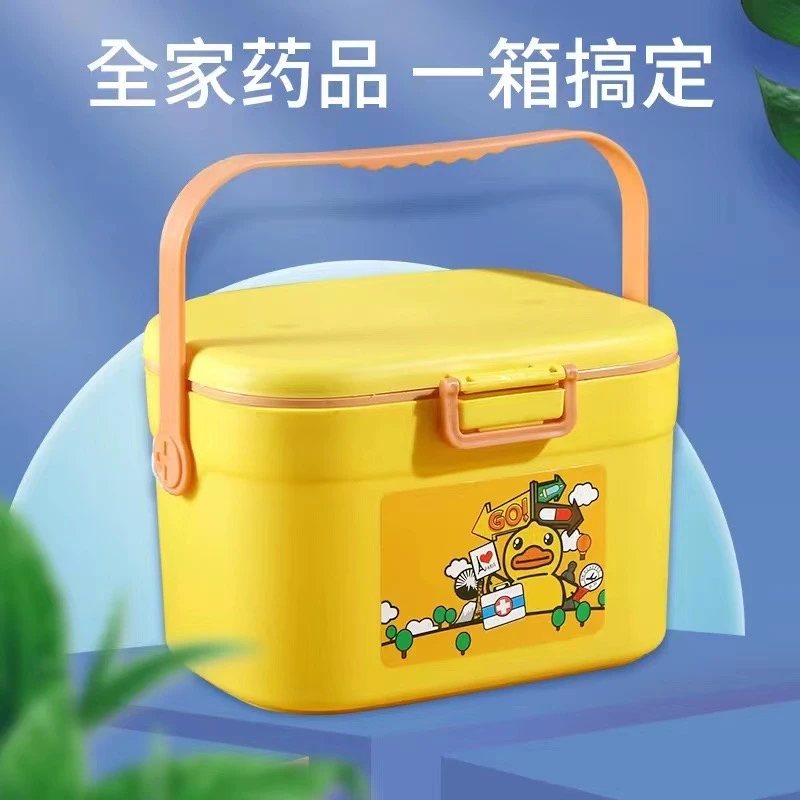 小黄鸭双层大容量医疗箱家用应急医药箱桌面便携式药品收纳盒药箱