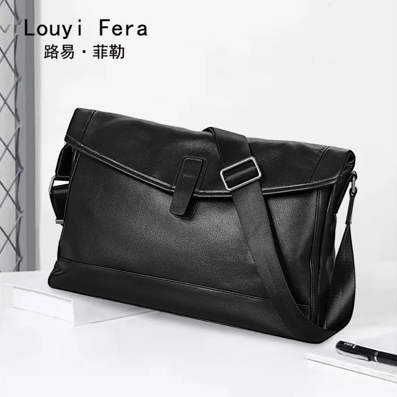 LOUYI FERA/路易·菲勒商务百搭通勤单肩包轻奢真皮男包时尚男士包