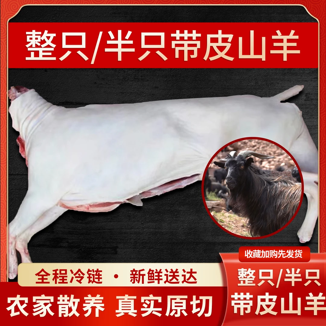 带皮羊腿排5/10斤重 新鲜羊腿 放养山羊腿羊前腿羊后腿带皮整只