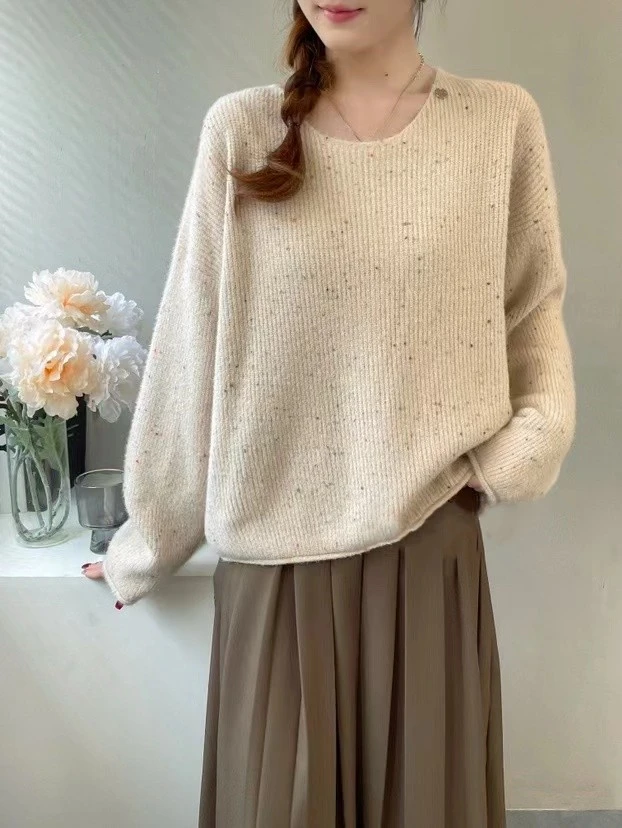 毛衣针织衫宽松圆领秋冬套头上衣打底衫长袖网红时尚百搭慵懒风