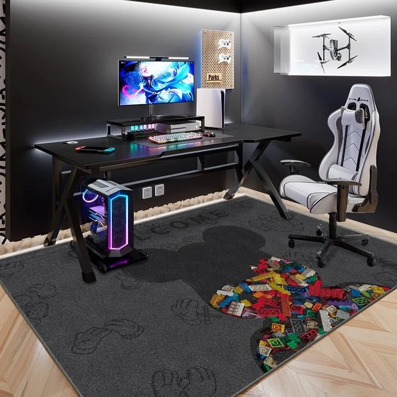 电竞房地毯客厅免洗可擦玄关卧室书房电脑椅家用硅胶地毯隔音耐脏