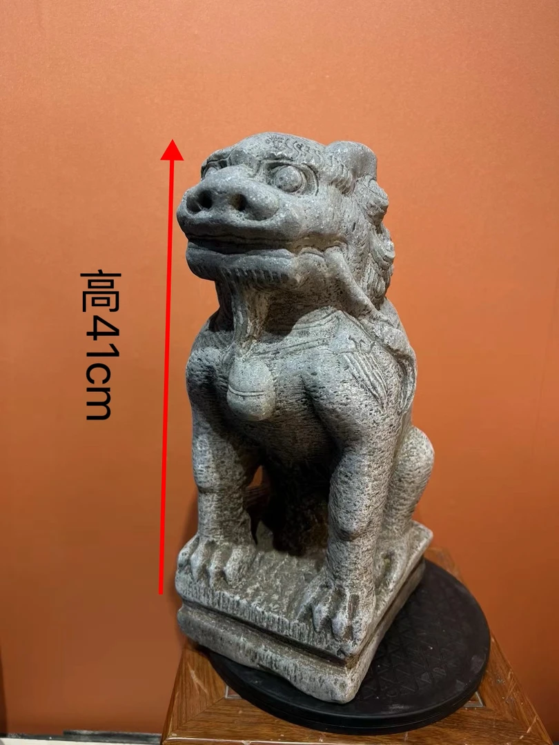 山西青石明代石狮狮子老物件复古高41