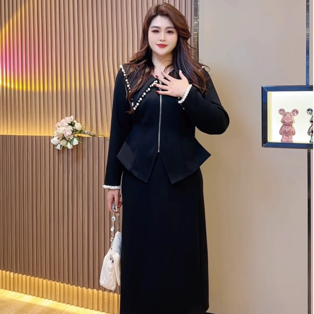 【玲胖胖 落霜草木】秋冬款高级感气质显瘦大码套装裙LPP61450