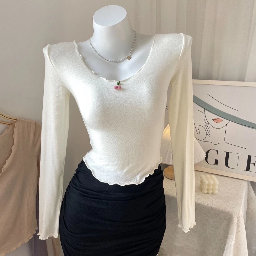 【小贝推荐】小樱桃云朵触肤V领打底XQ2166 V领打底