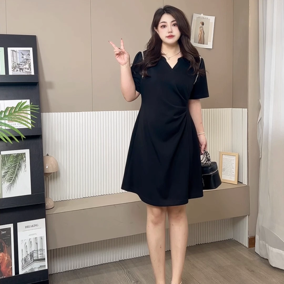 【玲胖胖 视频专用】显瘦遮肉质感时尚连衣裙大码女装LPP61213